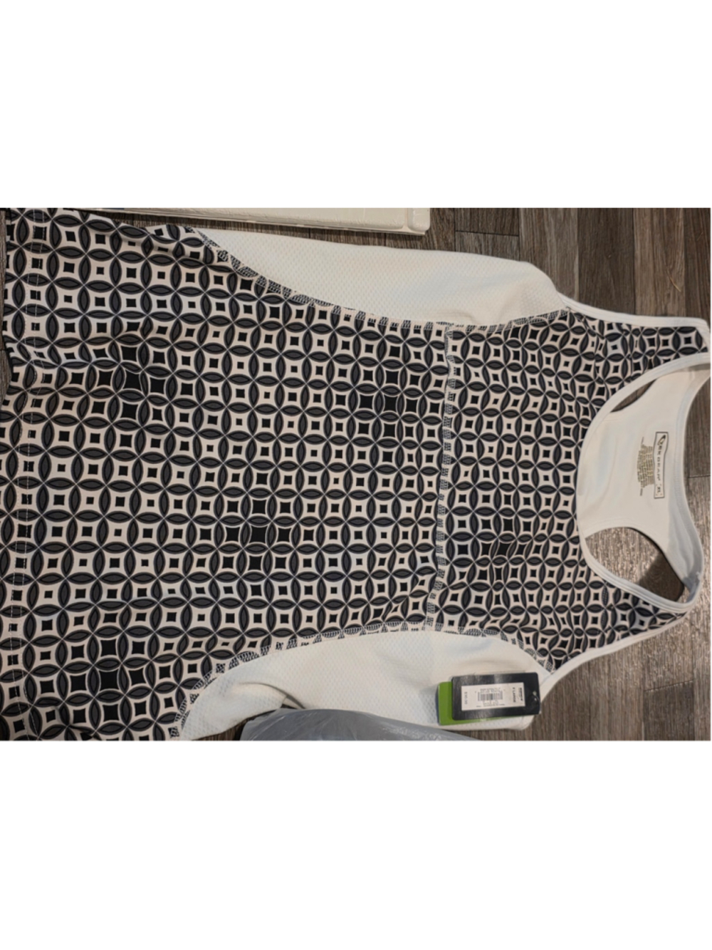 Women's Tek Gear Tank Top XL White Black Geometric Print Activewear